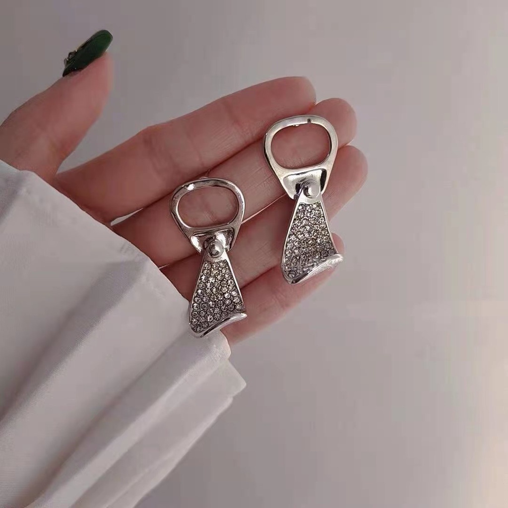 Orecchini a lobo con anello e strass per donna e ragazza_voghion.com