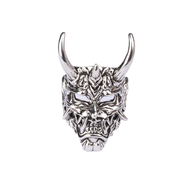 Prajna Devil Mask Ring Men Gothic Style Stainless Steel Band_voghion.com