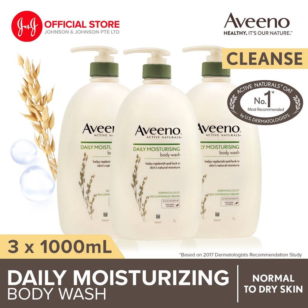 [Bundle of 3] Aveeno Daily Moisturizing Body Wash 1L x3