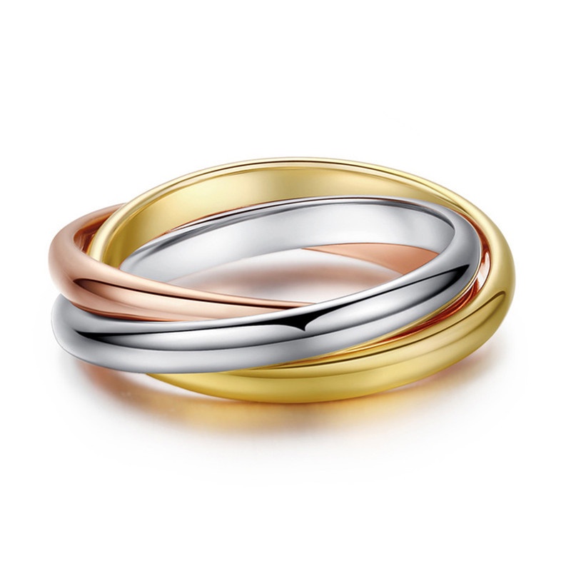 Ensemble de bagues classiques 3 rondes pour femmes, en acier inoxydable, bague de fiançailles, empilable, bijoux de doigt féminin_voghion.com