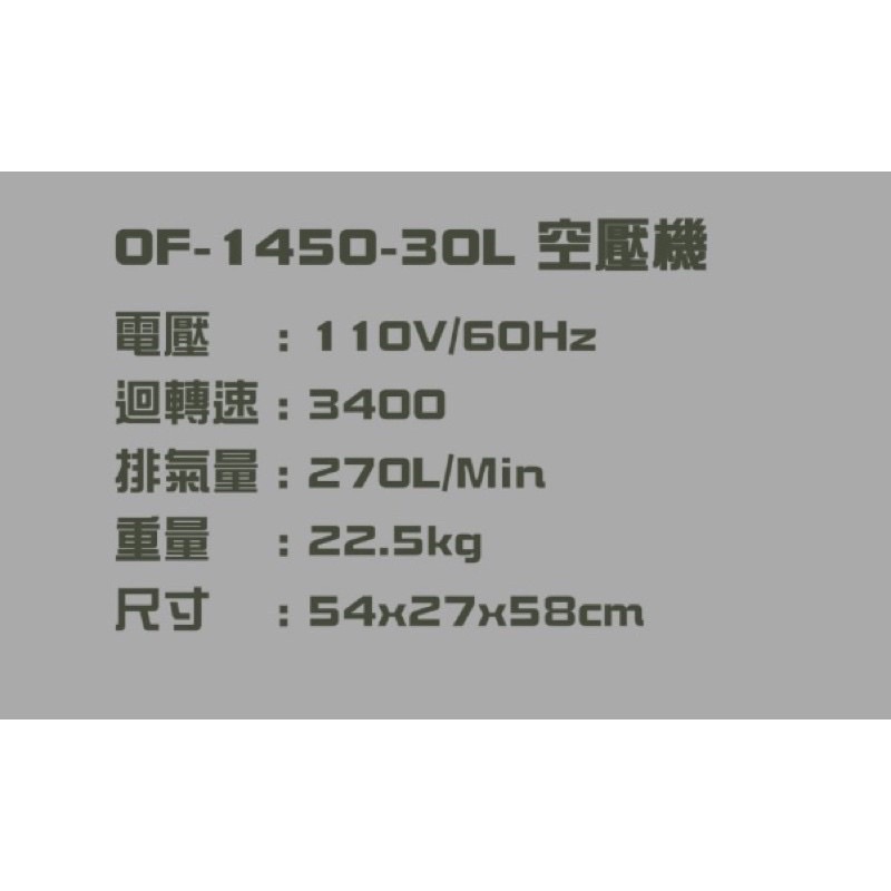 附發票 風霸經銷GFOX雙缸3.5HP30L快速型無油靜音空壓機 配電壓顯示 空氣壓縮機 可木工 噴漆修補 商品圖片 3