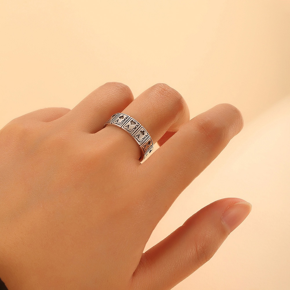 Punk Spielkarten Ring Verstellbar Im Vintage Stil Für Damen_voghion.com