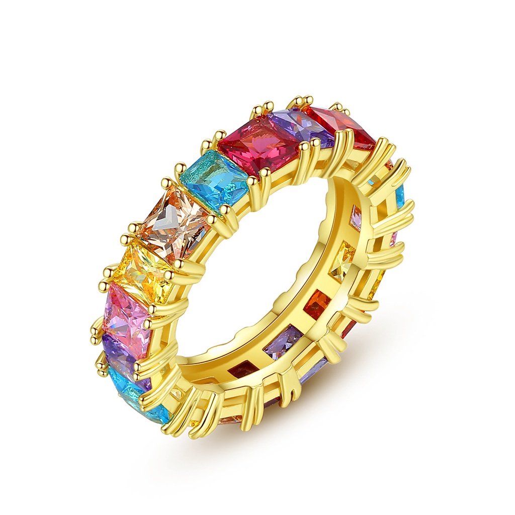 5mm Colorful Square Zircon Ring Fashion Luxury Women's Jewelry Wedding Ring Wholesale_voghion.com