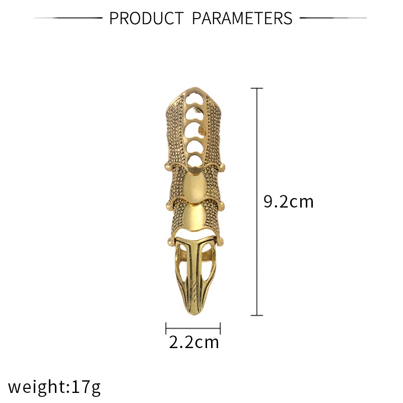 Punk Ring Rock Scroll Joint Armor Knuckle Metall Vollfinger Krallenringe Halloween Unisex Verstellbarer Ring_voghion.com