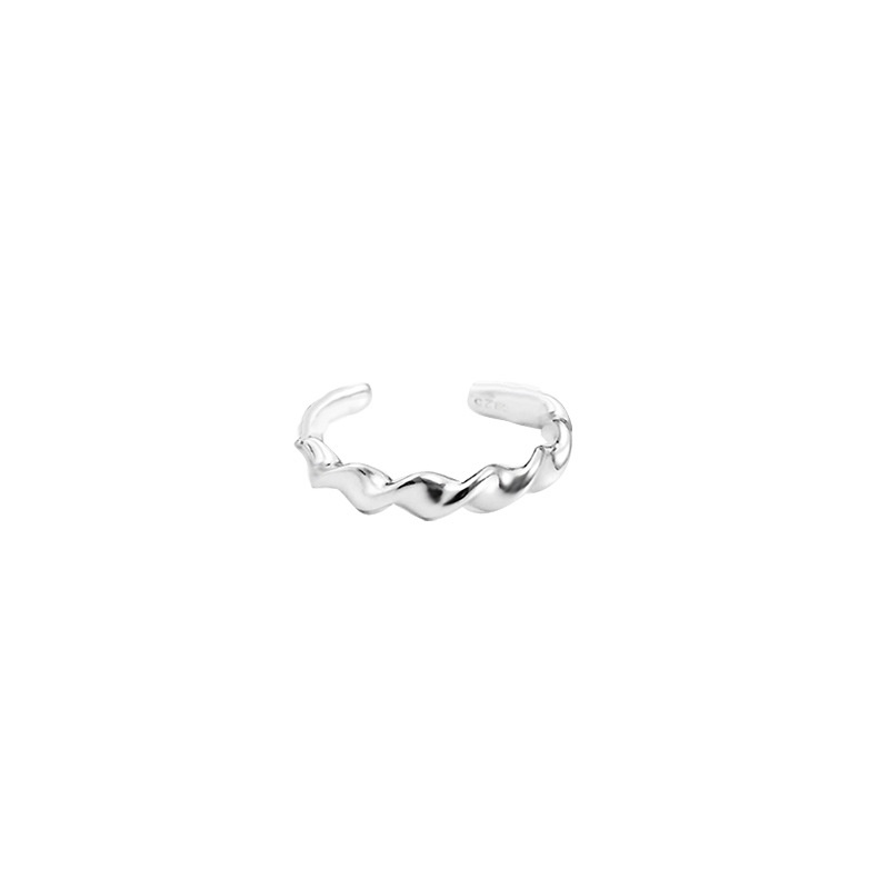 Bague géométrique ondulée réglable argent minimaliste_voghion.com