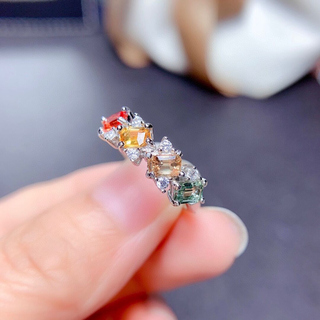 Farbenfroher Zirkon Ring Offen Verstellbar Modisch Elegant_voghion.com