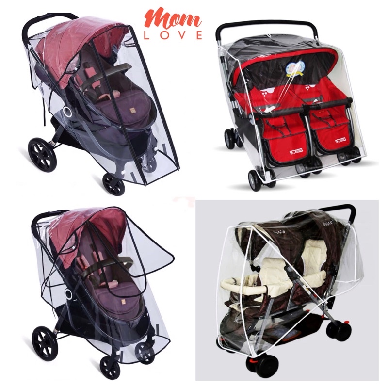 [Rain Cover]?Ready Stock?Brand New Single/Double Twins Baby Stroller Pram Rain Cover for Rainy Day Anti Dust Protection