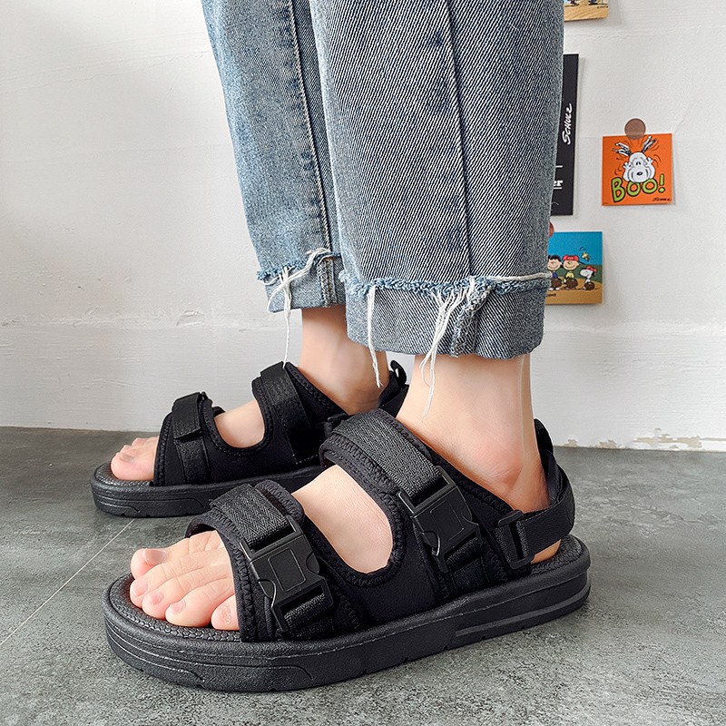 New Outdoor Simple Solid color Fashion wild Stduent Sandals Waterproof Velcro Beach shoe Summer Casual Men Sandal women shoes