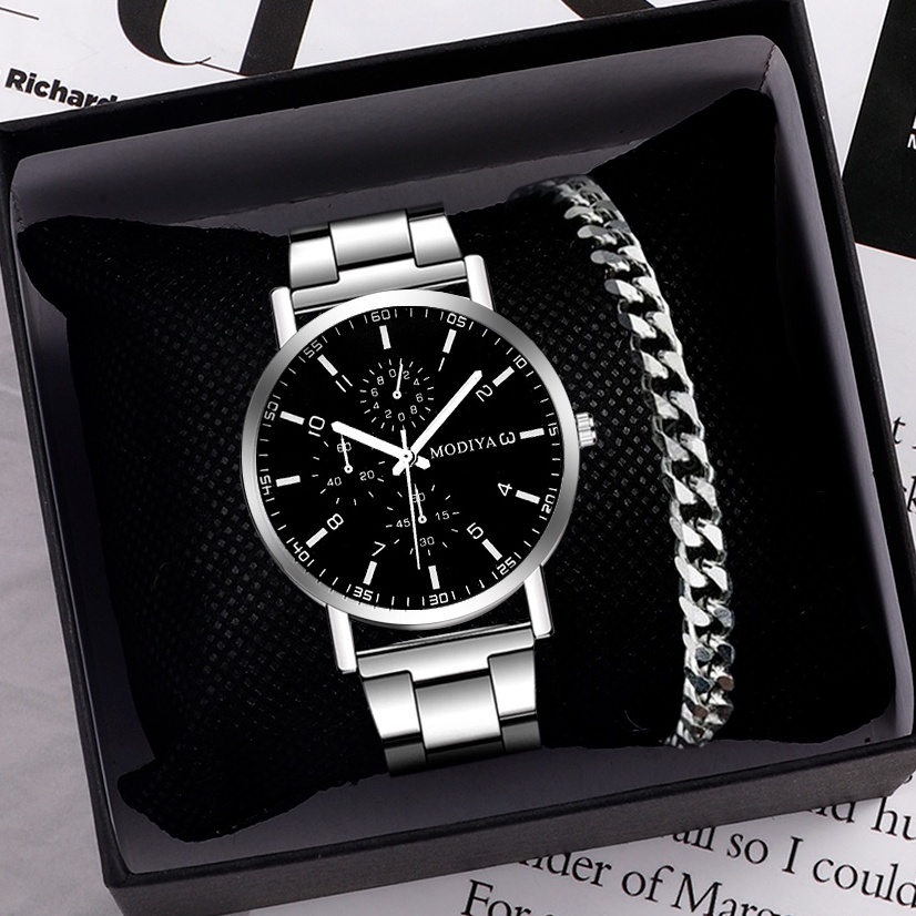 Men's Stainless Steel Watch Slim Quartz Casual Timepiece Without Box