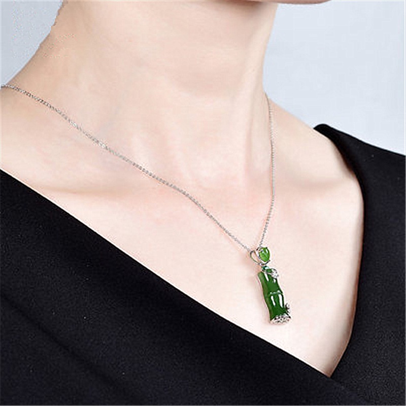 Natürliche grüne Jade Anhänger Halskette chinesische Jadeit Amulett Mode Schmuck Geschenke_voghion.com