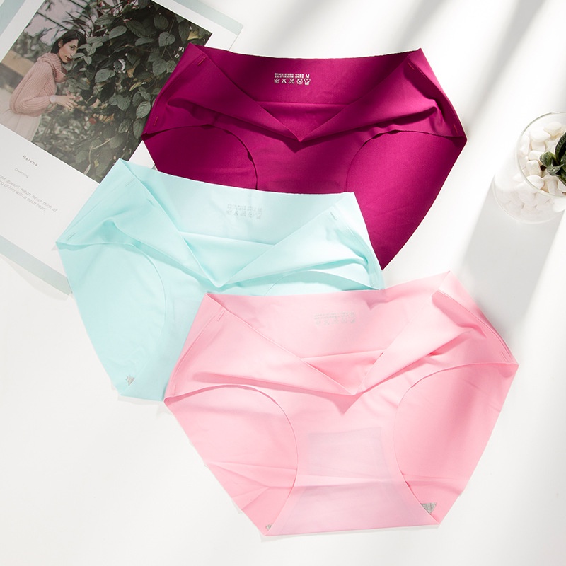 YUETAO--Hot-Selling Ice Silk Seamless Panties Women Low-Waist Pure Cotton Comfortable Breathable Simple Ladies