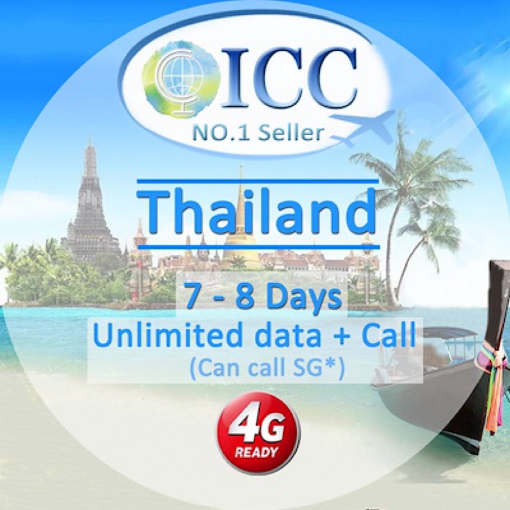 ICC_Thailand 8/16Days SIM Card Unlimited Data + Call* AIS / Truemove / DTAC, Turemove 8 Days can use for 16 days*