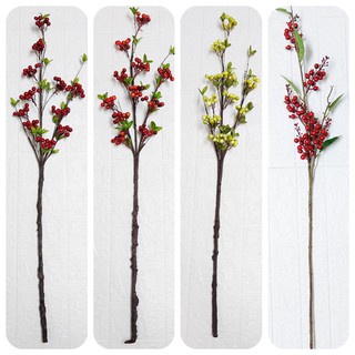 台灣現貨【冬青仿真紅果枝】新年年節插花花瓶盆栽裝飾 紅果漿果松果組合 玄關桌面櫥窗陳列 花藝材料 新年佈置