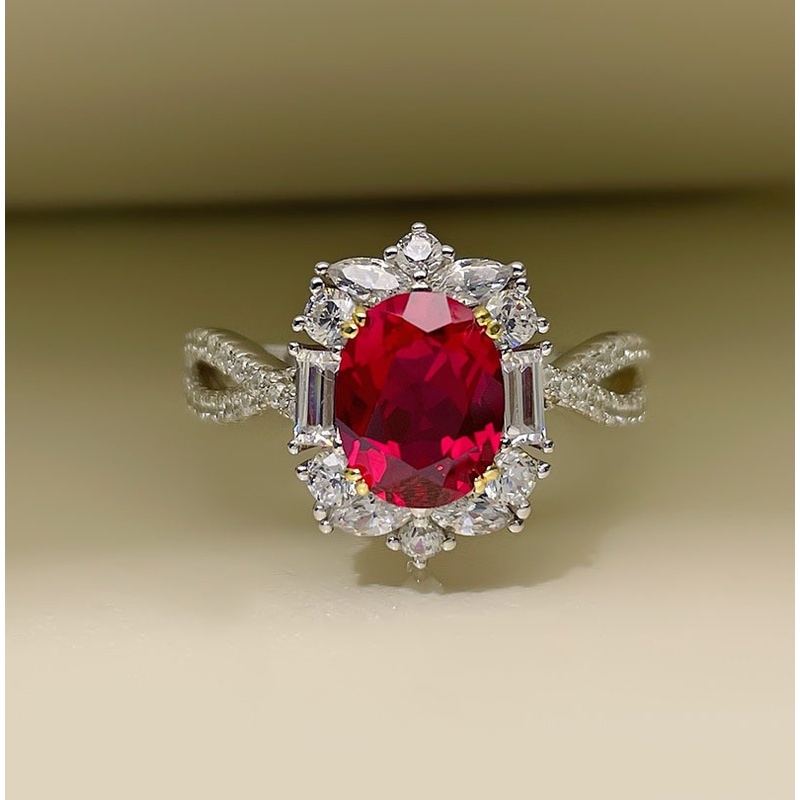 New Luxury 3 Carat Artificial Ruby Rings Simple Open Ring Jewelry Female Size Adjustable_voghion.com