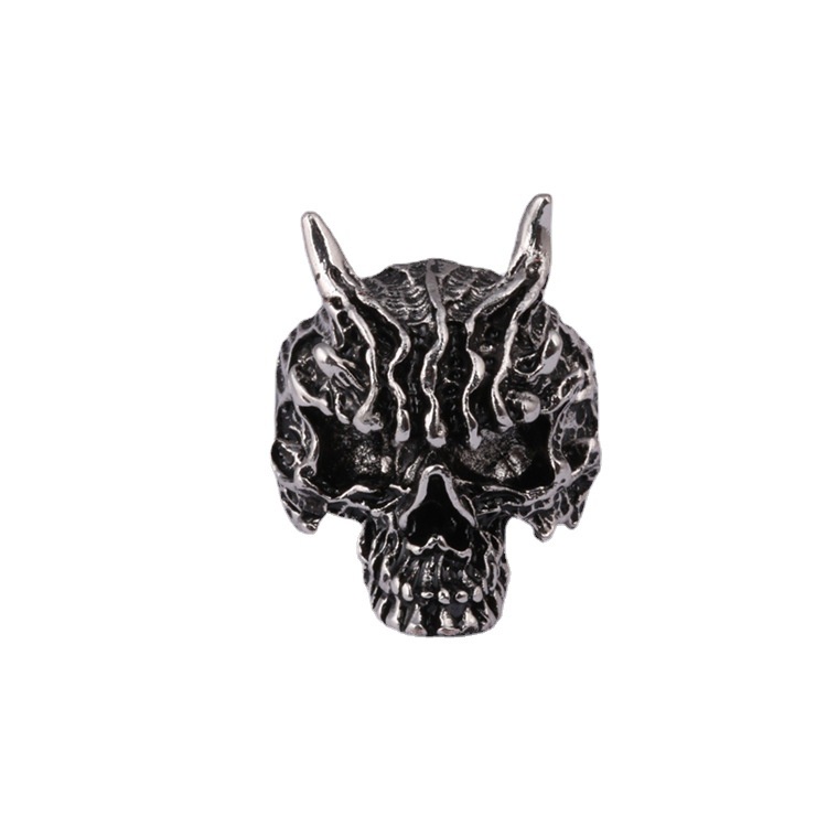 Retro Exaggerated Old Skull Ghost Face Ring Male HipHop Open Adjustable Ring_voghion.com