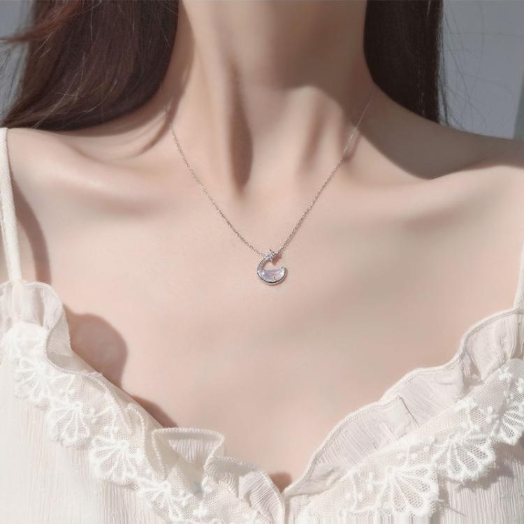 Colar com pingente de lua luminosa para mulher pedra_voghion.com