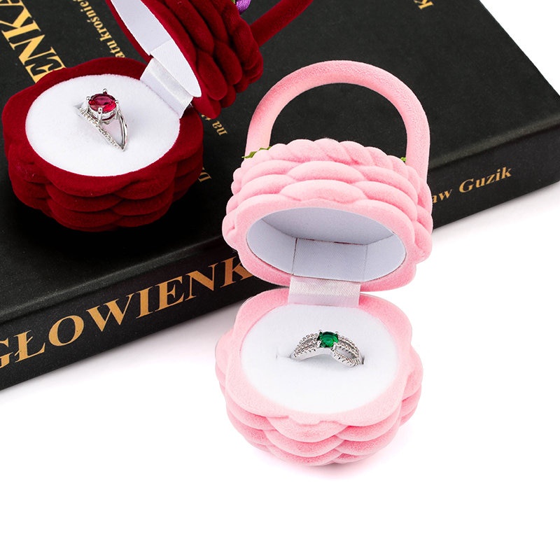 1pc Flower basket Velvet Wedding Engagement Ring Box Gift Box Holder for Earrings Necklace Display Jewelry case_voghion.com