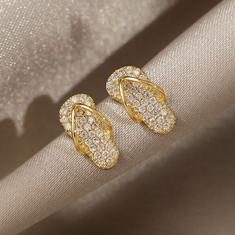 Full Rhinestone Slippers Stud Earring for Women Party Mini Shoes Earring Statement Jewellery_voghion.com