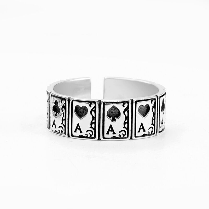 Punk Spielkarten Ring Verstellbar Im Vintage Stil Für Damen_voghion.com