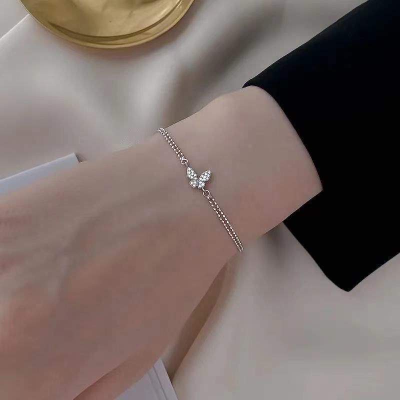 Bracciale a farfalla coreano Semplice braccialetto a farfalla con strass_voghion.com
