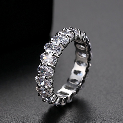 Anello da donna colorato in zircone intarsiato in rame, fedi nuziali con zirconi ovali da 5 mm_voghion.com