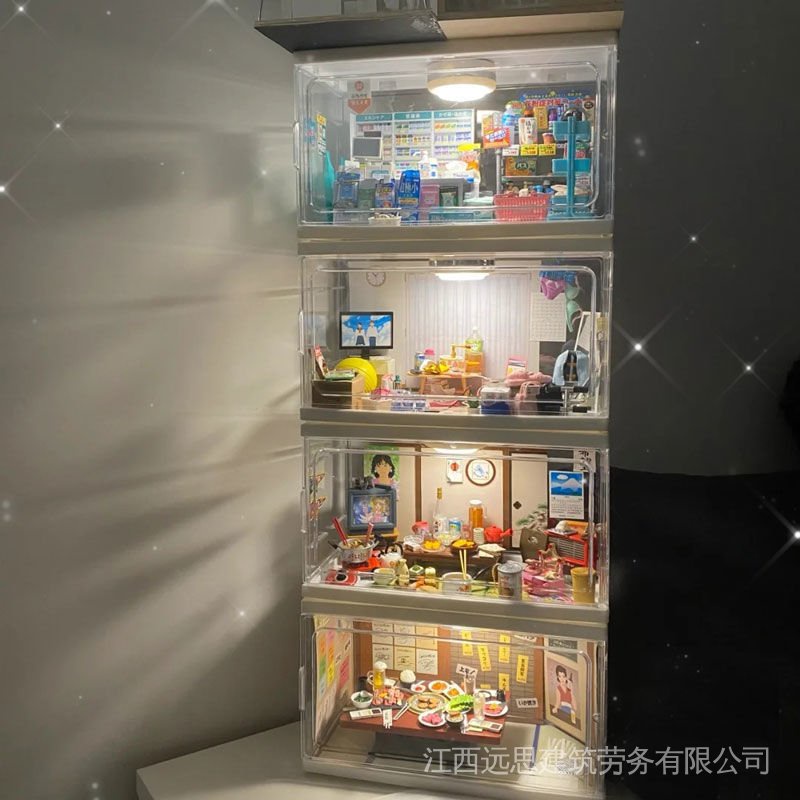 【現貨 全網最低價】微縮食玩收納盒 泡泡瑪特展示盒 公仔收納櫃 展示盒 壓克力收納盒 公仔展示盒 壓克力展示盒