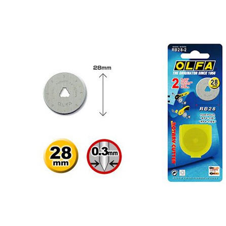日本 OLFA RB28-2 28mm 圓形替換刀片 二片裝 產品包裝