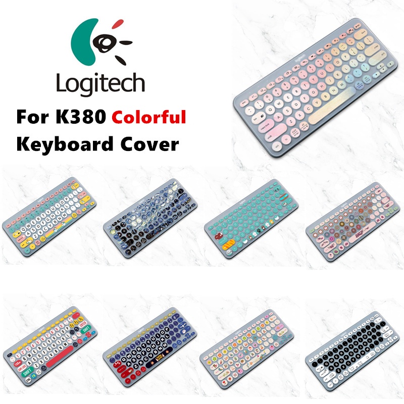 Keyboard Cover for Logitech K380 Colorful Soft Silicone Film Case Slim Thin in English