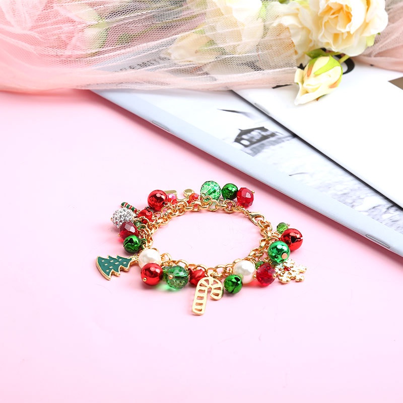 Bracelet de noël avec perles clochette et breloque flocon_voghion.com