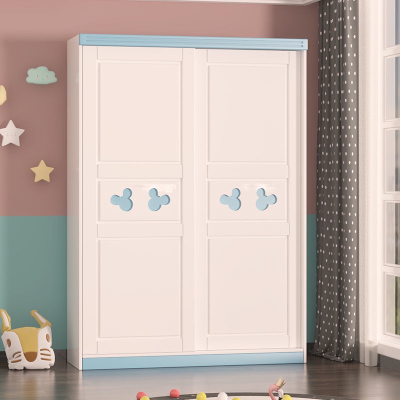 Lyhkj Children's Wardrobe Home Bedroom Wooden Sliding Door Locker Simple Large Suitable for Small Family Rental Rooms Duv1 0DJ9 4OX3