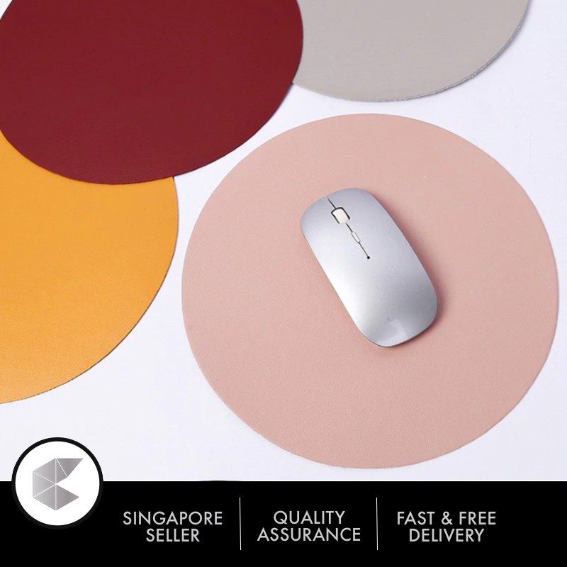 [SG Ready Stock] 25*25cm & 22*22cm Round Mousepad High Quality Double sided Waterproof Mouse Pad Leather Mouse Pad