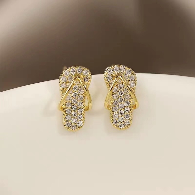 Full Rhinestone Slippers Stud Earring for Women Party Mini Shoes Earring Statement Jewellery_voghion.com