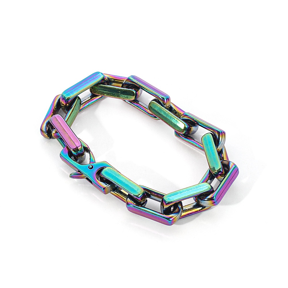 Bracciale a catena cubana quadrata hip hop patchwork colorato_voghion.com