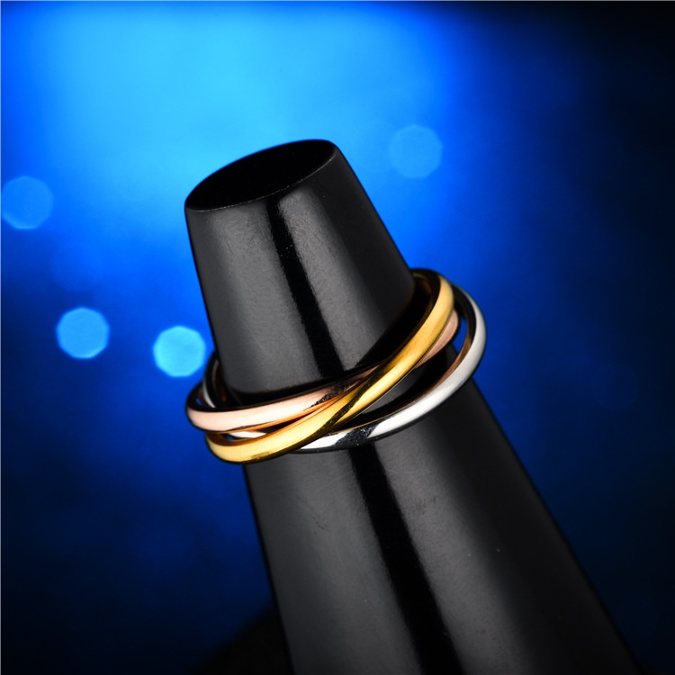 Ensemble de bagues classiques 3 rondes pour femmes, en acier inoxydable, bague de fiançailles, empilable, bijoux de doigt féminin_voghion.com