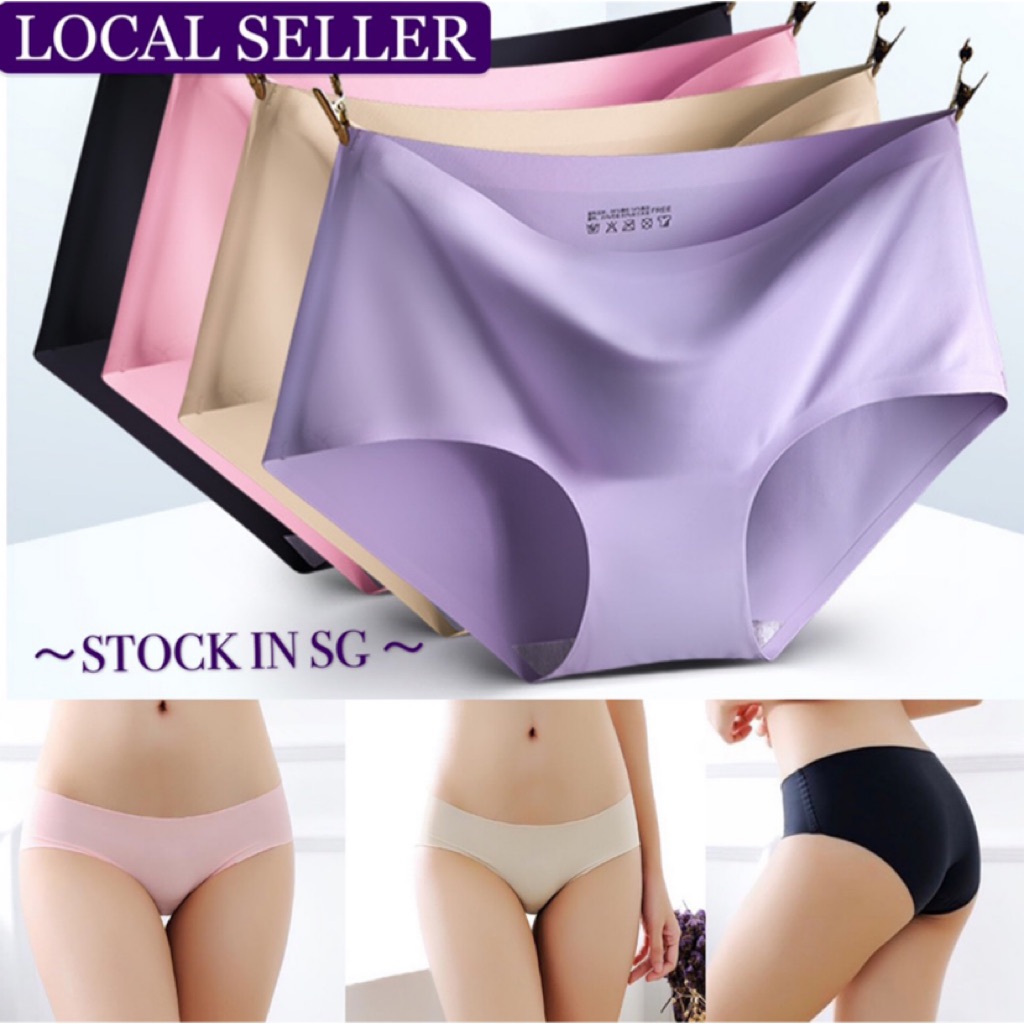 Ice Silk Mid Waist Underwear Seamless Pants Knickers for Ladies