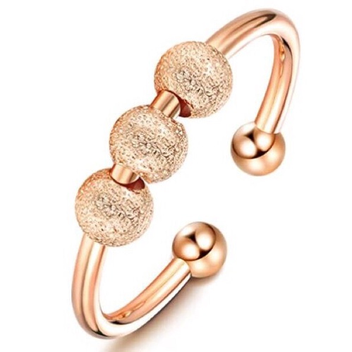 Matte Transfer Beads Ring Simple Anxiety Rotatable Open Rings Fashion Jewelry_voghion.com