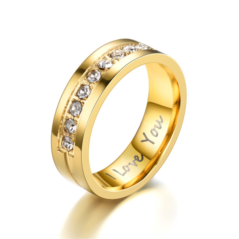 Anello di coppia con incisione e zircone in acciaio inox_voghion.com
