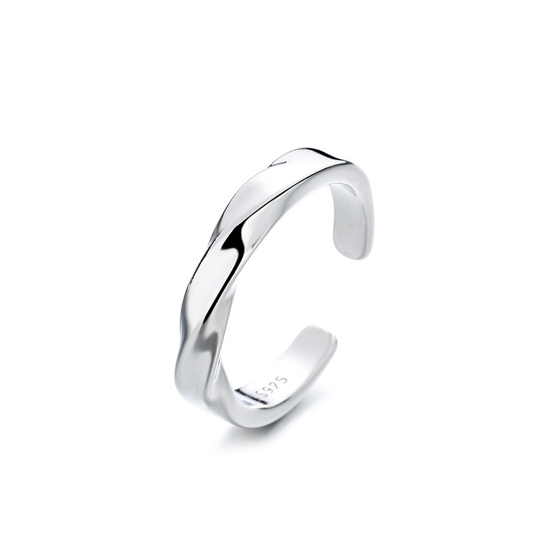 Mobius Ring Trendy Male Single Ring Fashion Retro Style Open Adjustable Wave Twist Ring_voghion.com