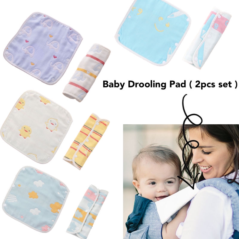 2pcs Baby Reversible Teething Pad Drooling Pad for Baby Carrier Strap Drool Pads
