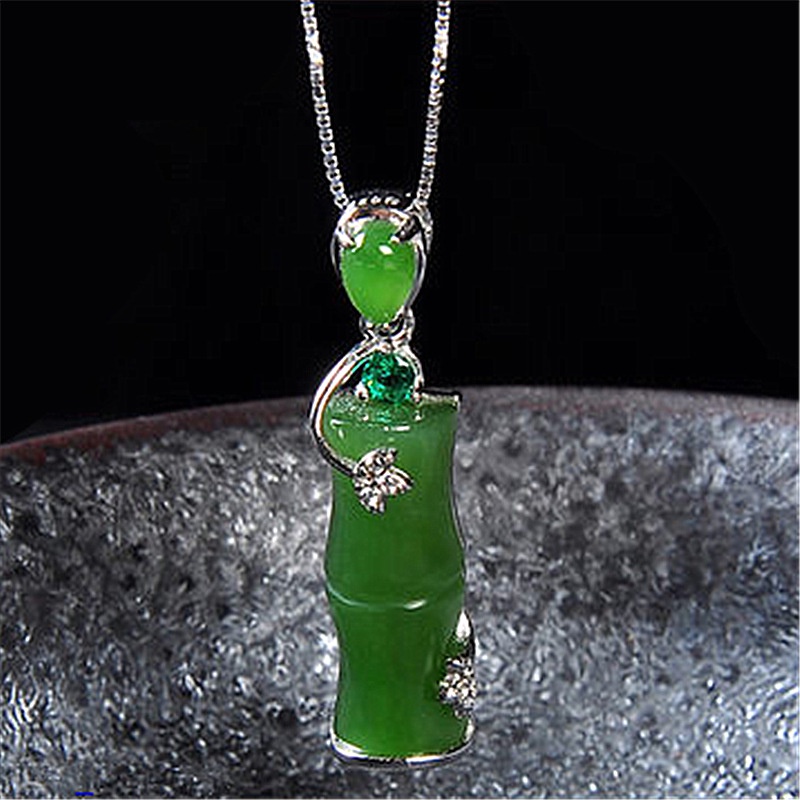 Natürliche grüne Jade Anhänger Halskette chinesische Jadeit Amulett Mode Schmuck Geschenke_voghion.com