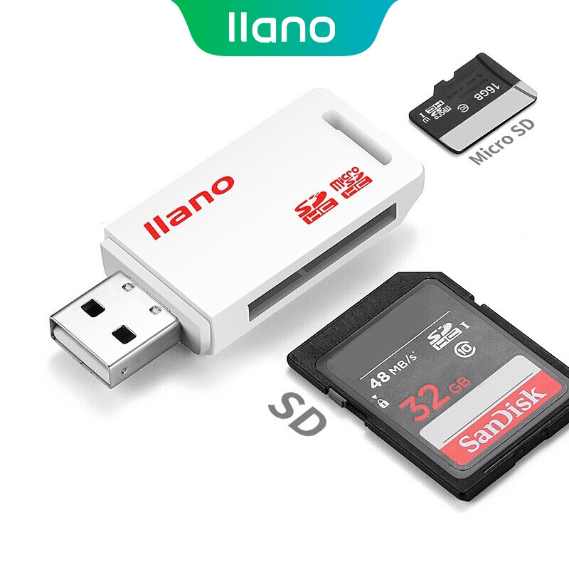 Llano Card Reader USB 2 in 1 TF/SD Card Reader Micro Flash Drive High Speed Transmission Adapte