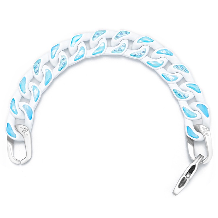 Cuban chain armband i rostfritt stål för par blå och vit_voghion.com
