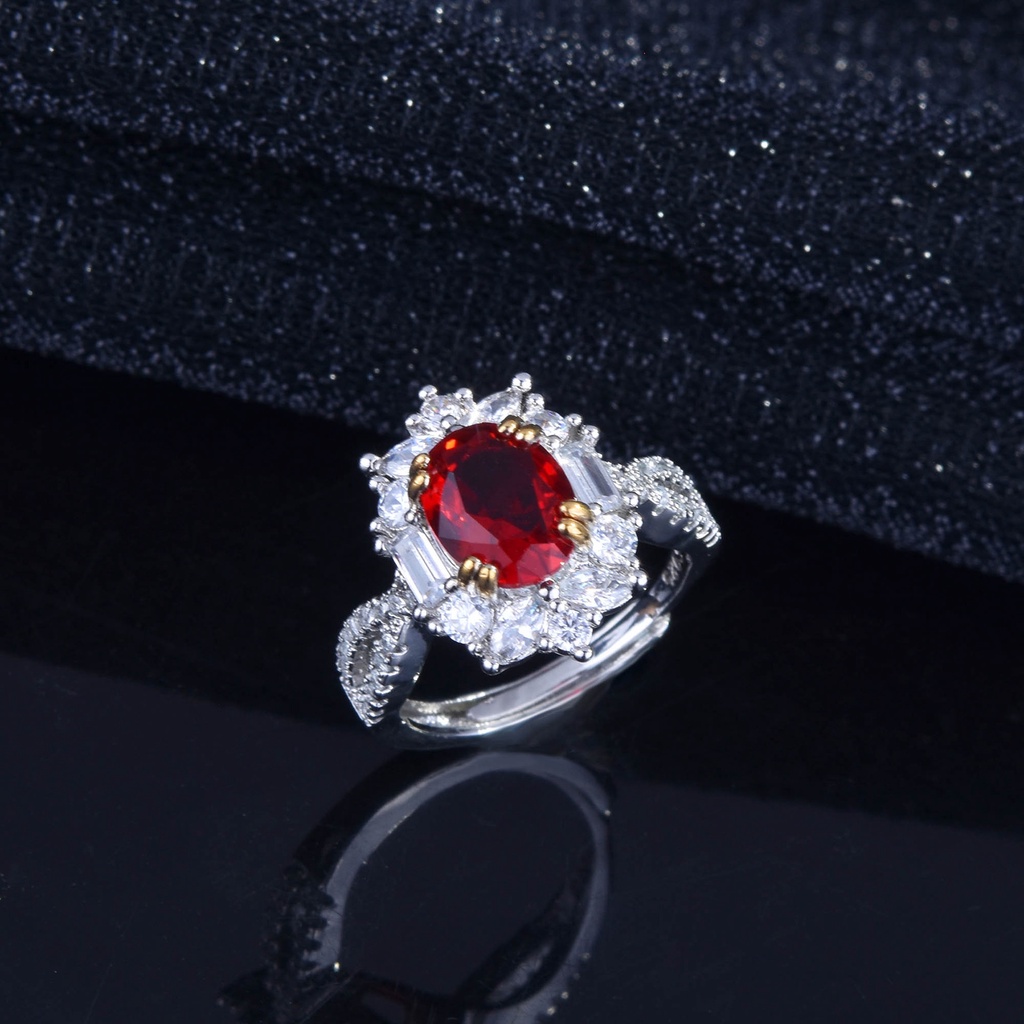 New Luxury 3 Carat Artificial Ruby Rings Simple Open Ring Jewelry Female Size Adjustable_voghion.com