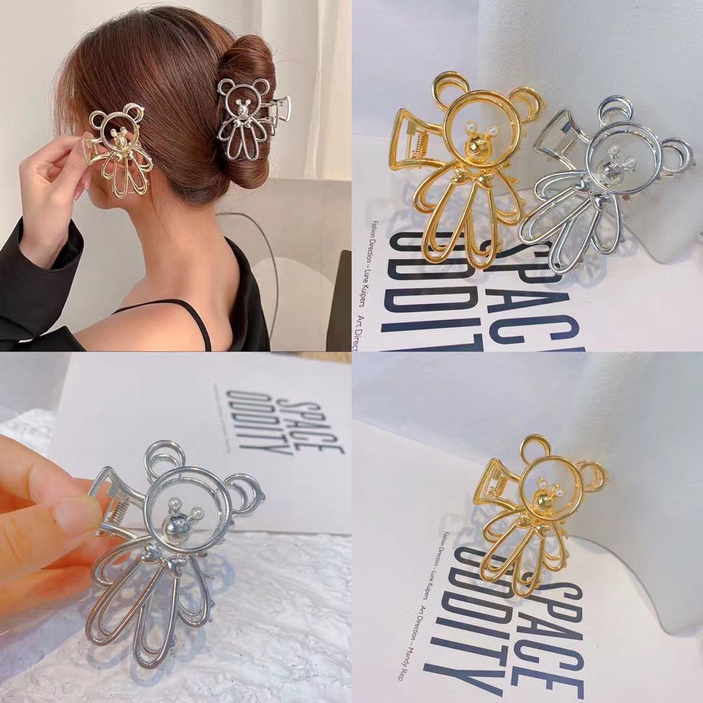 Molletta per capelli orso in metallo traforato accessorio donna_voghion.com