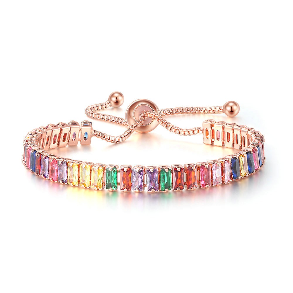 Adjustable Multicolor Tennis Bracelet For Women Wedding Jewelry_voghion.com