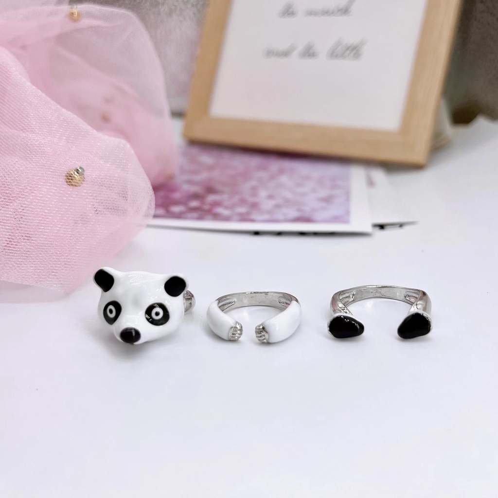 Panda Ring Set Für Damen Lustiger Tier Schmuck Als Geschenk_voghion.com