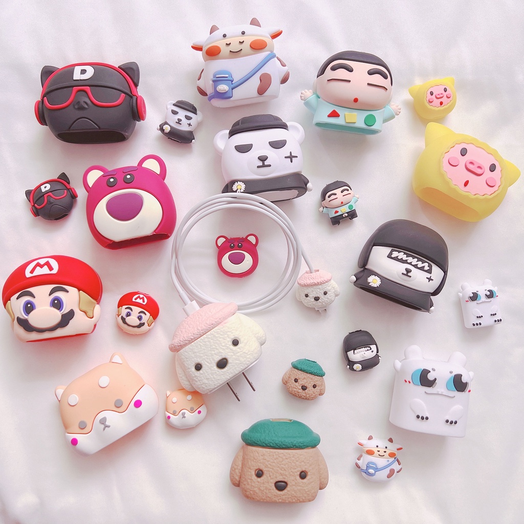 ?พร้อมส่ง?ชุดถนอมสายชาร์จ ลายการ์ตูนน่ารักๆ/ชุดตกแต่งสายชาร์จ/ชุดล็อคสายPD 18w/20w