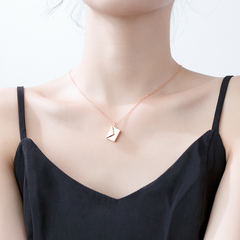 Envelope Locket Necklace Titanium Steel Love Message Pendant_voghion.com