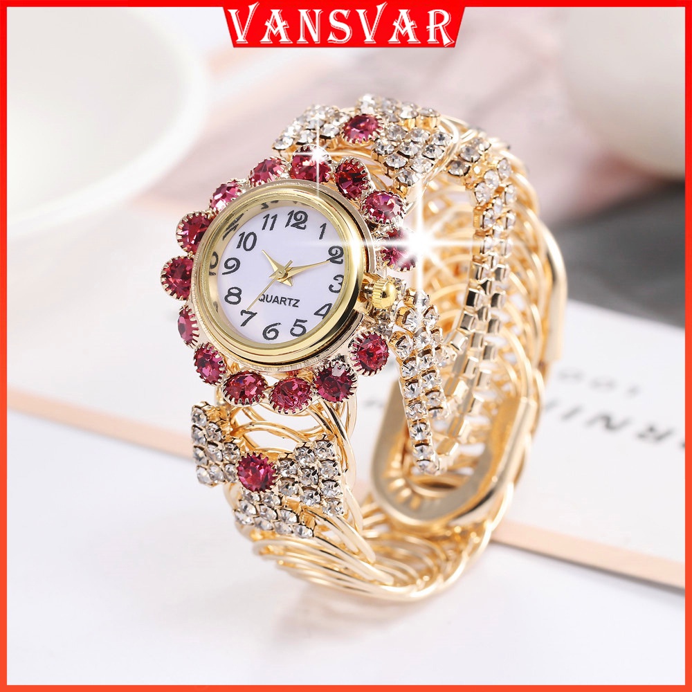 Tiktok Fashion Luxury Diamond Women Bracelet Watches Opening Bangle Ladies Quartz Watches