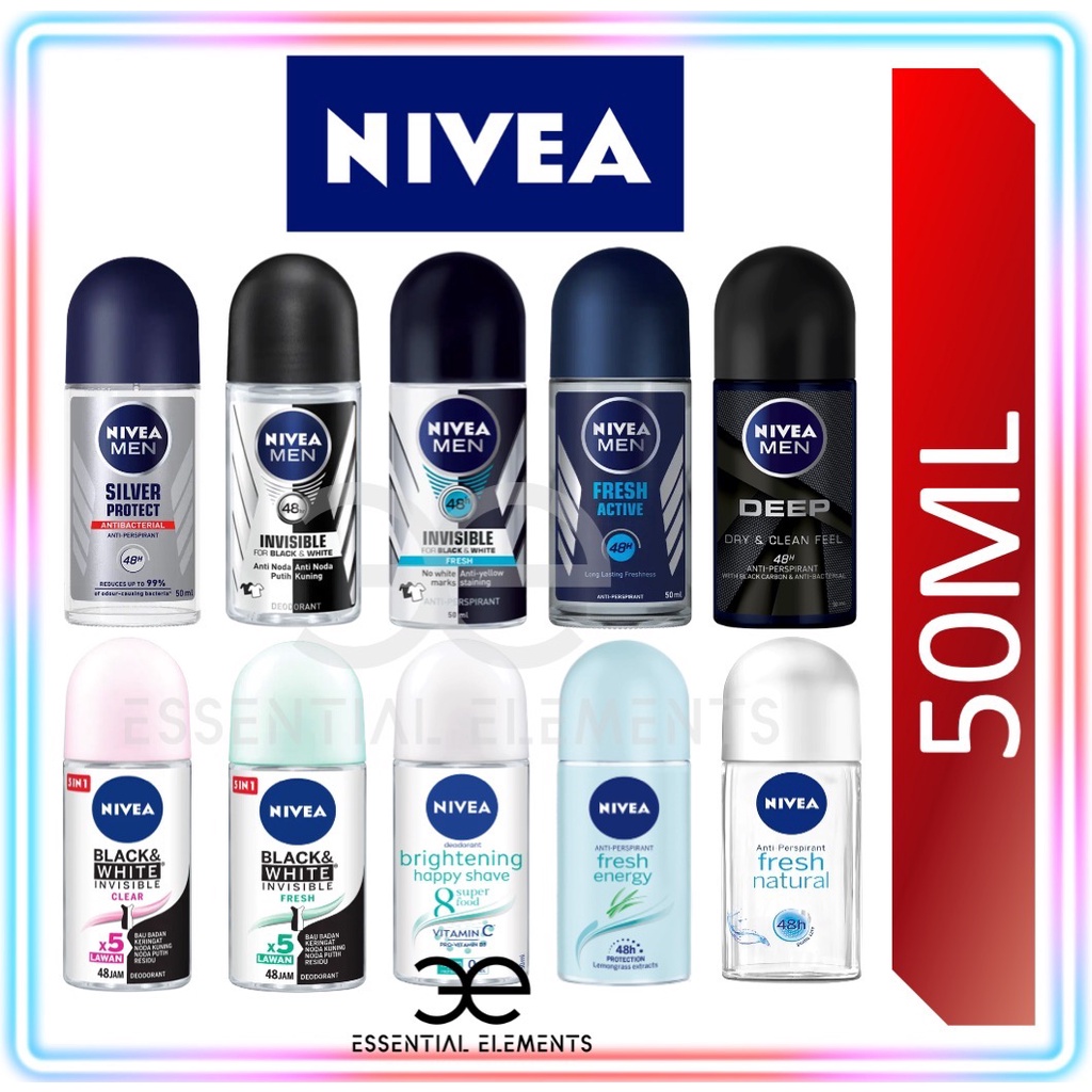NIVEA Deodorant Roll On Anti-Perspirant 50ml Men/Women Body Deo Invisible Roll-on
